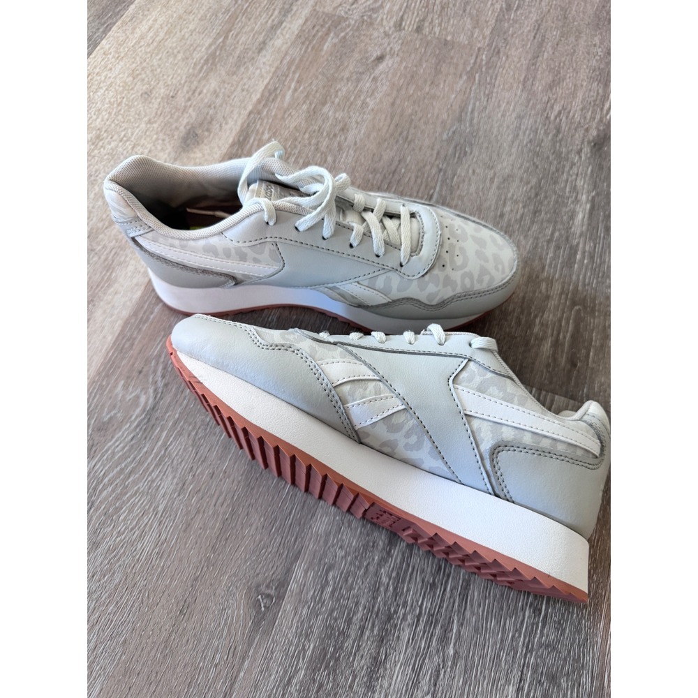Reebok Grey Leopard Print Sneakers GY9009 Womens 6.5 MemoryTech Comfort Footbed